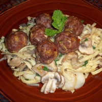 Image of Nuoc Cham Style Glazed Meatballs With Mushroom Noodles Recipe, Group Recipes