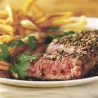 Image of Steak Au Poivre With Red Wine Sauce And French Fries Recipe, Group Recipes