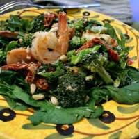 Image of Shrimp Broccoli And Sun-dried Tomatoes With Spinach Salad Recipe, Group Recipes