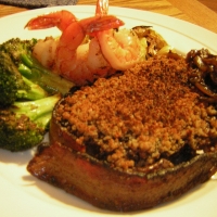 Image of Blue Cheese Encrusted Bacon Wrapped Stout Marinated Filet Surf And Turf Recipe, Group Recipes