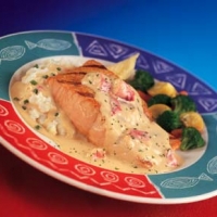 Image of Red Lobsters Salmon With Lobster Mashed Potatoes Recipe, Group Recipes