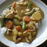 Image of Curried Chicken And Vegetables Over Rice Recipe, Group Recipes