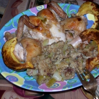 Image of Cornish Hens With Stuffing N Roasted Acorn Squash Recipe, Group Recipes