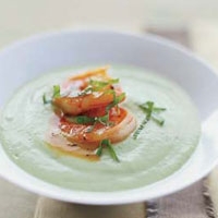 Image of Chilled Cucumber-avocado Soup With Spicy Glazed Shrimp Recipe, Group Recipes