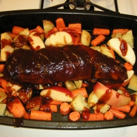 Image of Tamarind-chipotle Glazed Prok Loin With Roasted Veggies And Apples Recipe, Group Recipes