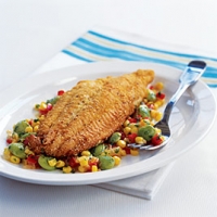 Image of Cornmeal Fried Fish And Succotash Recipe, Group Recipes