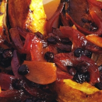 Image of Really Rowdy Roasted Acorn Squash With Currants Garlic N Red Onions Recipe, Group Recipes