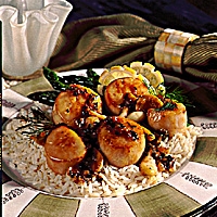 Image of Champagne Scallops And Asparagus Recipe, Group Recipes
