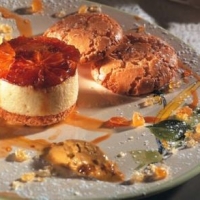 Image of Orange Chiboust Cream With Macaroons, Pistachio Granita And Bergamot Candies Recipe, Group Recipes