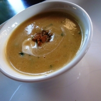 Image of Pumpkin Soup With Cinnamon CrÃ¨me Fraiche Recipe, Group Recipes
