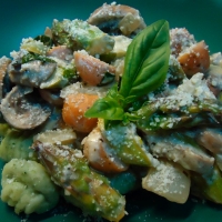 Image of Chicken Sausage, Vegetables, And Gnocchi In Creamy Chevre Sauce Recipe, Group Recipes