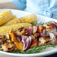 Image of Spicey Grilled Chicken Kabobs With Peaches Recipe, Group Recipes